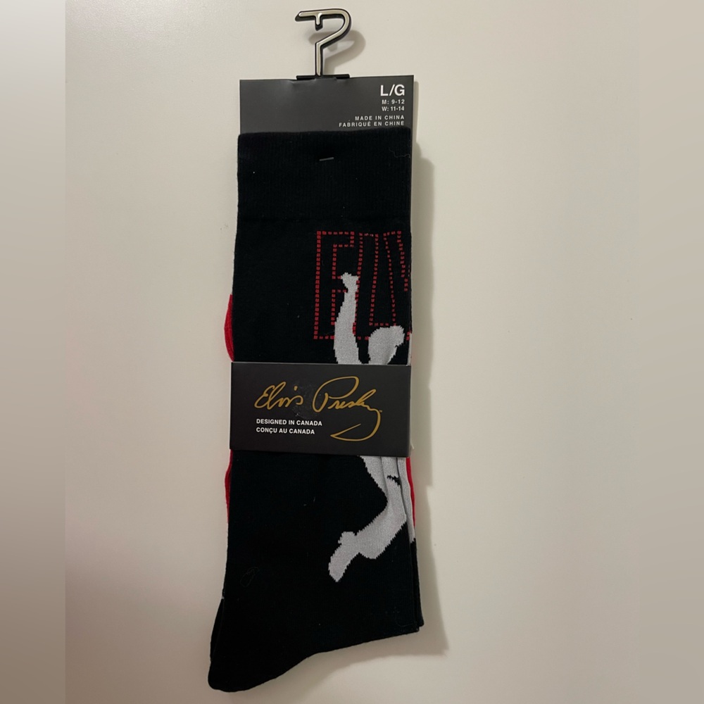 Elvis Presley Socks Black with Red ELVIS and white Dancing Silhouette Unisex NWT